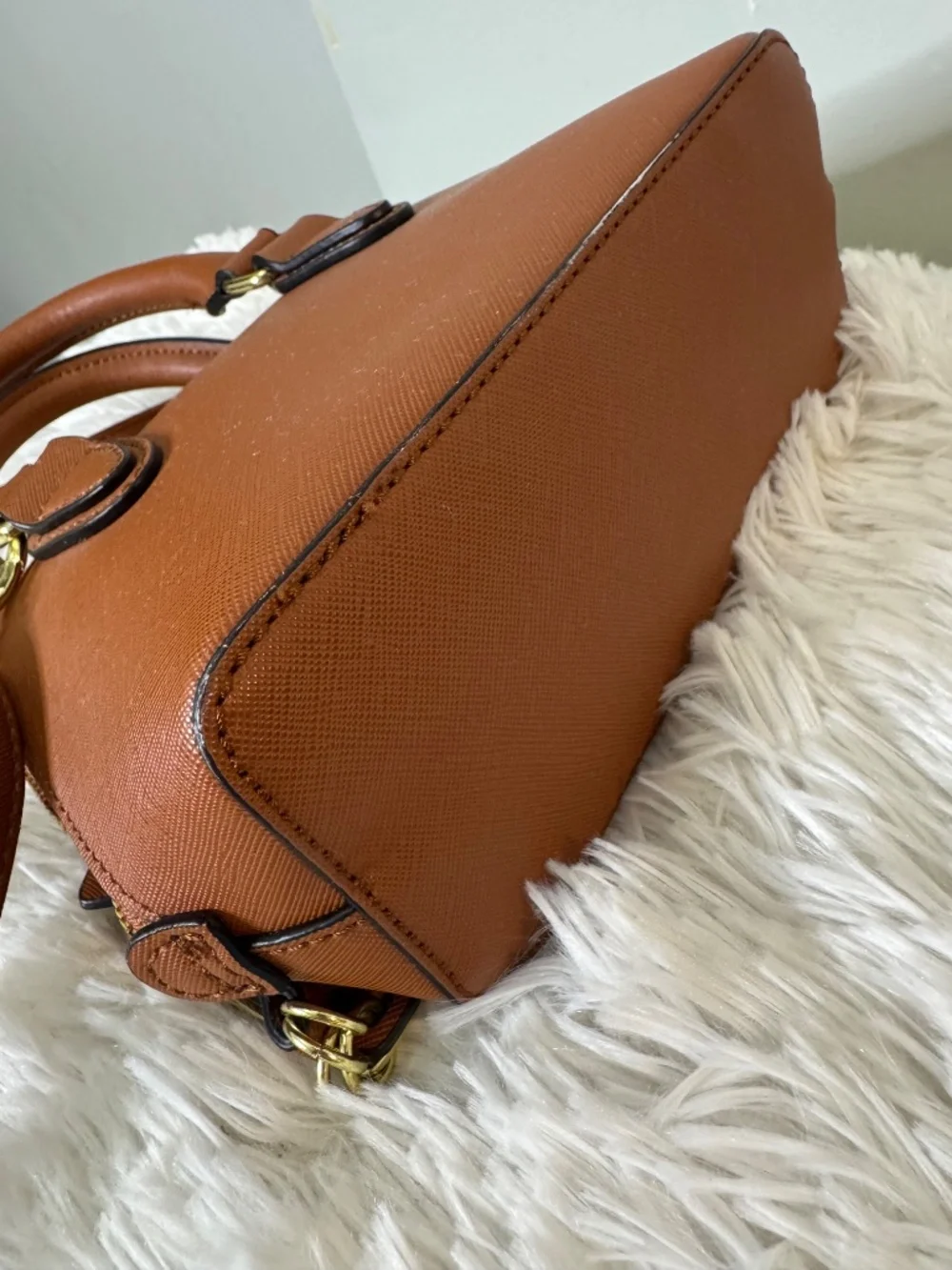 Steve Madden Small Brown Satchel Crossbody Bag with Detachable Strap.